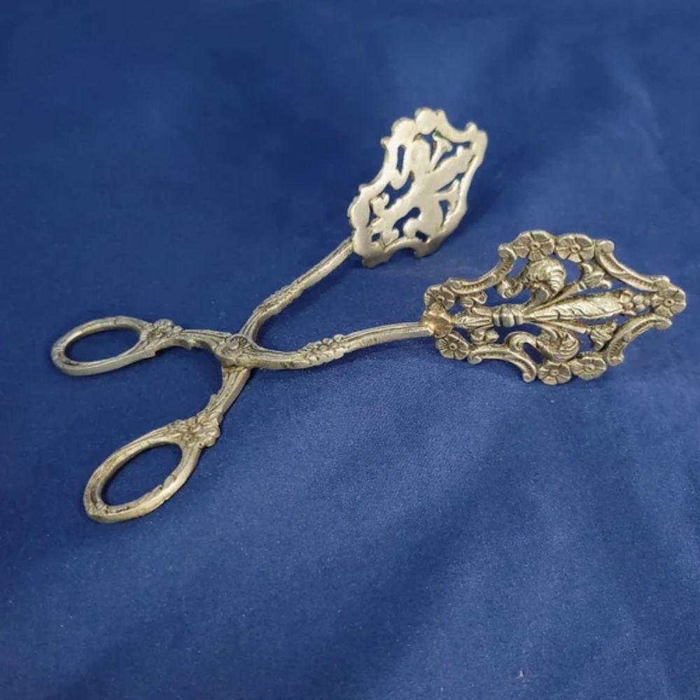 Vintage Italian Fleur de Lis Biscuit or Sugar Tongs